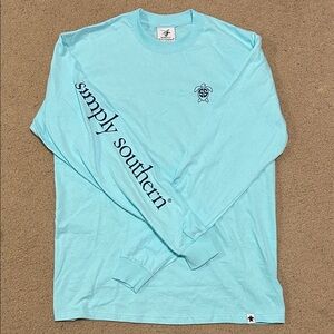 NEW Simply Southern Aqua Long Sleeve Tee size Medium